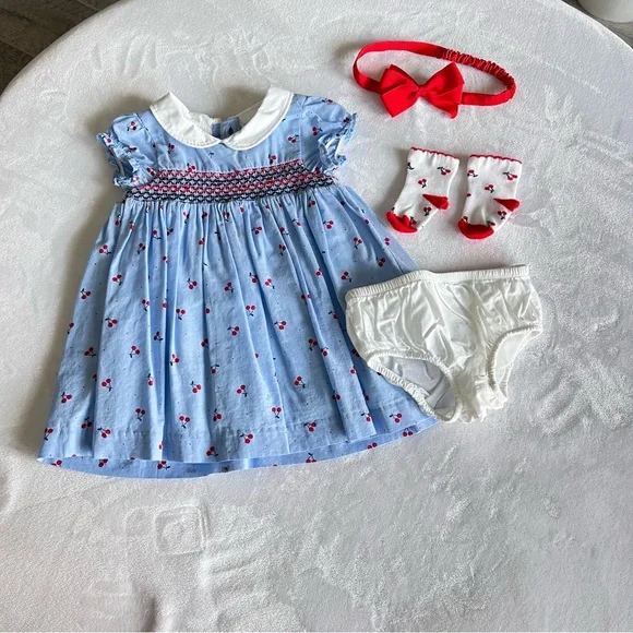blue cherry print dress Shoshanna Kora Dress Navy/Cherry / 8